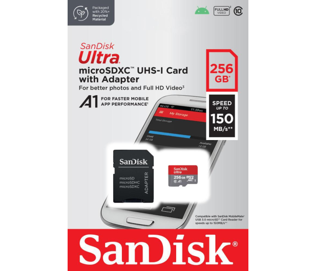 Sandisk 256GB microSDXC Ultra 150MB/s A1 C10 UHS-I U1 - 1077525 - zdjęcie 3